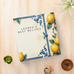 Mediterranean Lemon Tile Coastal Bright 3 Ring Binder