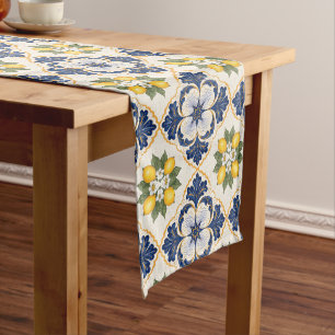 Mediterranean Lemon Tile Italian Talavera Medium Table Runner