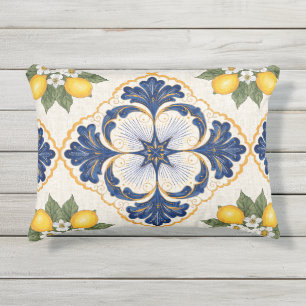 Mediterranean Lemon Tile Italian Talavera Outdoor Pillow