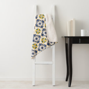 Mediterranean Lemon Tile Italian Talavera Sherpa Blanket