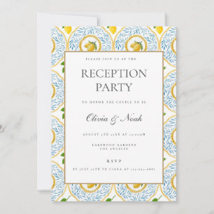 Mediterranean Lemon Tile Reception Invitation Card