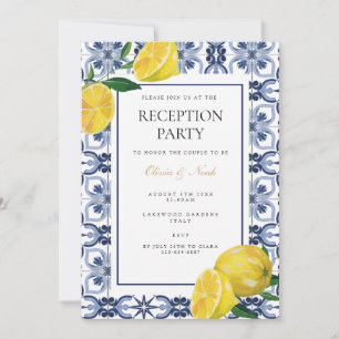 Mediterranean Lemon Tile Reception Invitation Card