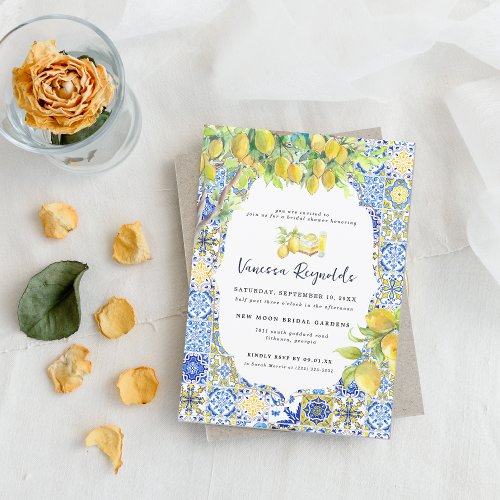 Mediterranean Lemon Tiles  Bridal Shower Invitation