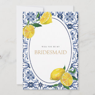 Mediterranean Lemon Tiles Bridesmaid Proposal Card