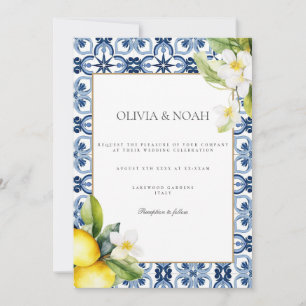 Mediterranean Lemon Tiles Wedding Invitation