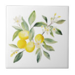 Mediterranean Lemon Tuscany Design Ceramic Tile<br><div class="desc">Mediterranean lemon Tuscan design watercolor ceramic tile.</div>