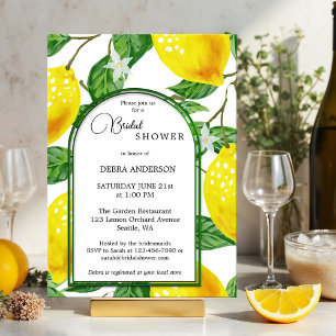 Mediterranean Lemon Watercolor Bridal Shower Invitation