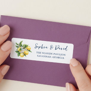 Mediterranean Lemon Watercolor Wedding Address Label