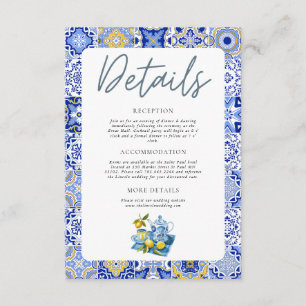 Mediterranean Lemon Wedding Details Enclosure Card