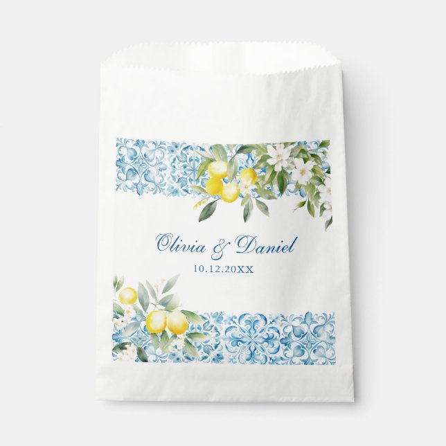 Mediterranean Lemon Wedding Favor Bag (Front)