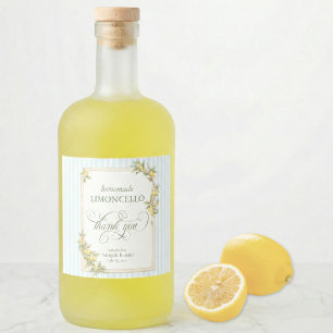 Mediterranean Lemon Wedding Limoncello Liquor Bottle Label