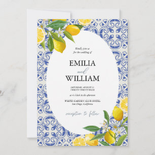 Mediterranean Lemon Wedding photo Invitation