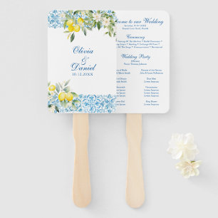 Mediterranean Lemon Wedding Program Fan