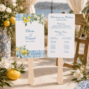 Mediterranean Lemon Wedding Program Fan