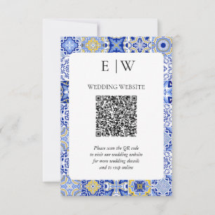Mediterranean Lemon Wedding QR Code RSVP Card