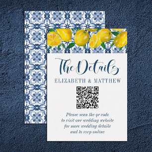 Mediterranean Lemon Wedding QR Code Wedding Enclosure Card