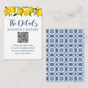 Mediterranean Lemon Wedding QR Code Wedding Enclosure Card