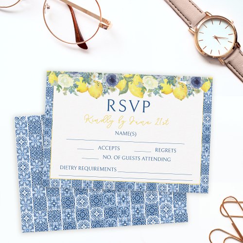 Mediterranean Lemon wedding RSVP response card