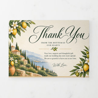 Mediterranean Lemon Wedding Thank You Card | Itali