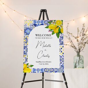 Mediterranean Lemon Wedding Welcome Sign, Blue Foam Board