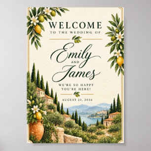 Mediterranean Lemon Wedding Welcome Sign Italian