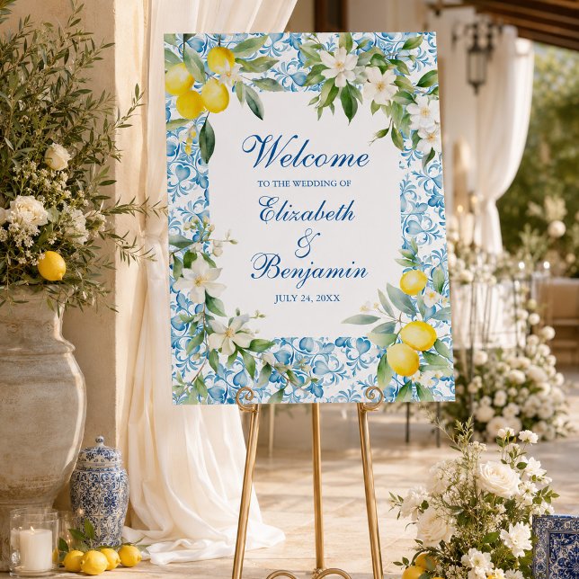 Mediterranean Lemon Welcome Wedding Sign (Mediterranean Lemon Welcome Wedding Sign)