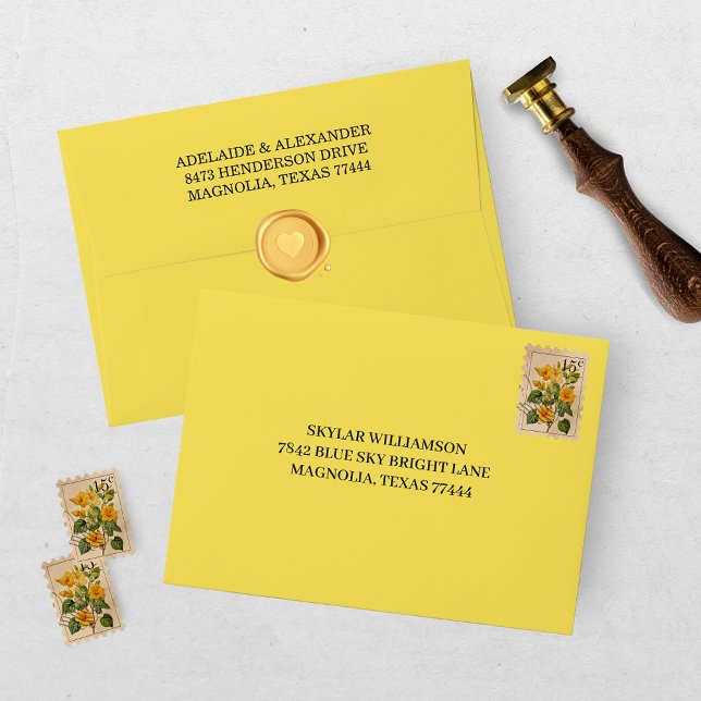 Mediterranean Lemon Yellow Wedding Envelope (Creator Uploaded)