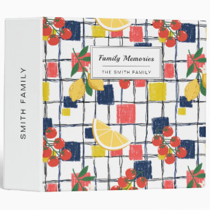Mediterranean Lemons and Tomatoes Plaid 3 Ring Binder