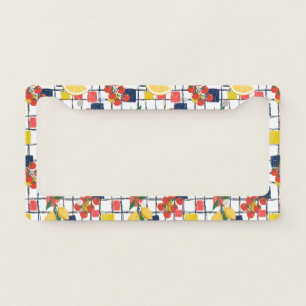 Mediterranean Lemons and Tomatoes Plaid License Plate Frame