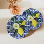 Mediterranean Lemons Blue Tile Paper Plates<br><div class="desc">The Mediterranean Lemons Blue Tile Paper Plate is a beautifully crafted dinnerware piece that combines vibrant colors and charming designs. Featuring a refreshing lemon motif set against a stunning blue tile background, this paper plate adds a touch of Mediterranean charm to any gathering. Perfect for casual picnics, festive celebrations, or...</div>