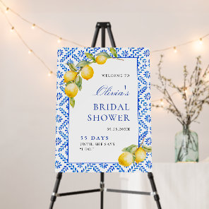 Mediterranean Lemons Blue Tiles Bridal Shower Foam Board