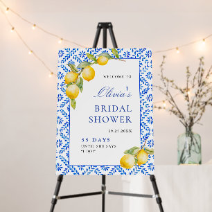 Mediterranean Lemons Blue Tiles Bridal Shower Foam Board