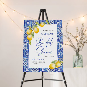 Mediterranean Lemons Blue Tiles Bridal Shower Foam Board