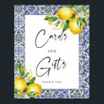 Mediterranean Lemons Bridal Shower Cards and Gifts Poster<br><div class="desc">Introducing our Mediterranean Lemons Bridal Shower Cards and Gifts Poster, a charming way to guide guests and celebrate your special day with Mediterranean elegance. Featuring vibrant lemon motifs and Mediterranean-inspired design elements, this poster is perfect for displaying near your gift table to ensure guests know where to leave their well-wishes...</div>