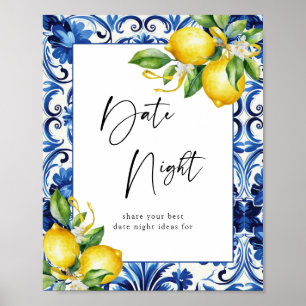 Mediterranean Lemons Bridal Shower Date Night Sign
