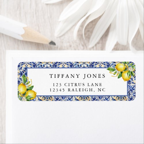 Mediterranean Lemons Bridal Shower Return Address Label