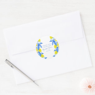 Mediterranean Lemons Bridal Shower Thank You Classic Round Sticker