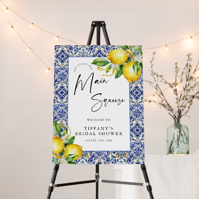 Mediterranean  Lemons Bridal Shower Welcome Sign (In Situ (Stand))