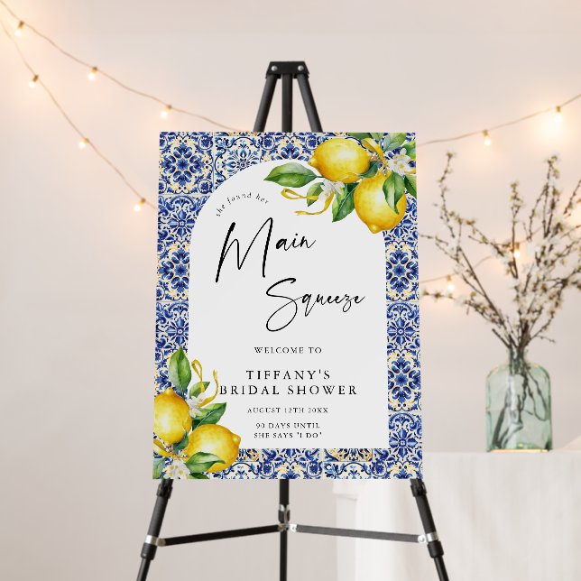 Mediterranean  Lemons Bridal Shower Welcome Sign (In Situ (Stand))