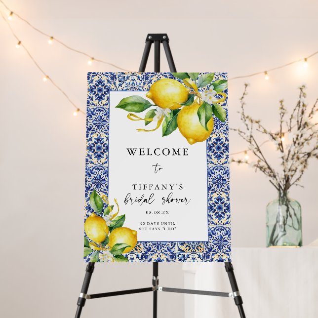 Mediterranean  Lemons Bridal Shower Welcome Sign (In Situ (Stand))