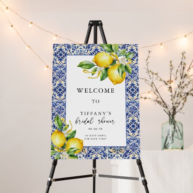 Mediterranean  Lemons Bridal Shower Welcome Sign (In Situ (Stand))