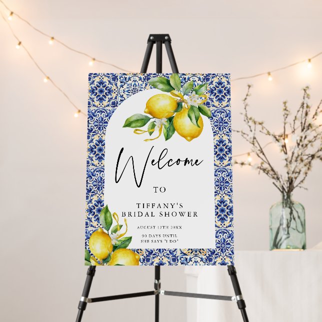 Mediterranean  Lemons Bridal Shower Welcome Sign (In Situ (Stand))