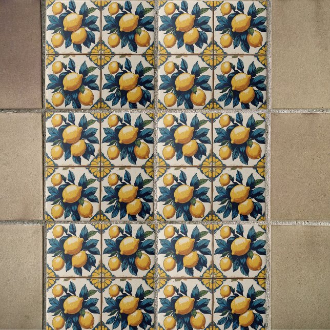 Mediterranean lemons classic country traditional ceramic tile (Creator Uploaded)