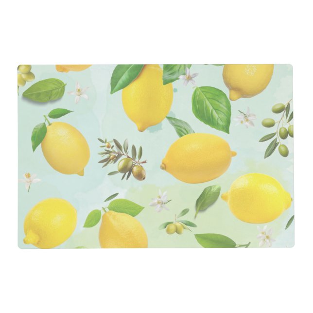 Mediterranean Lemons & Olives Kitchen Placemat (Front)