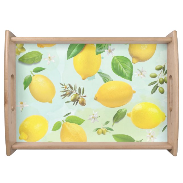 Mediterranean Lemons & Olives Kitchen Serving Tray (Front)