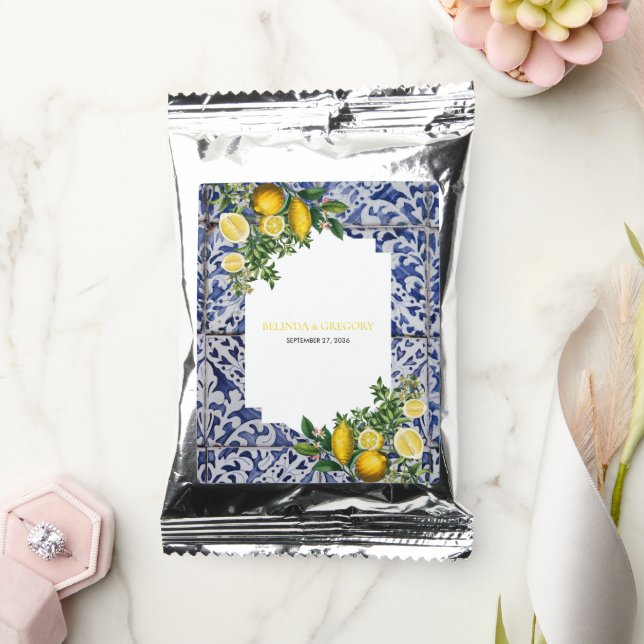 Mediterranean Lemons Portuguese Tiles Wedding  Coffee Drink Mix (Wedding)