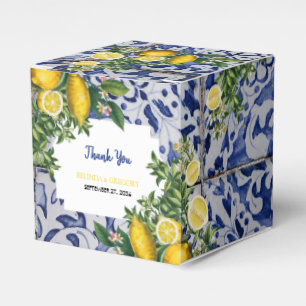 Mediterranean Lemons Portuguese Tiles Wedding Favor Boxes