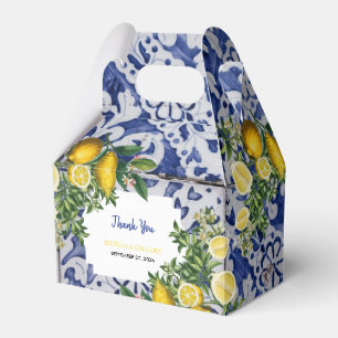 Mediterranean Lemons Portuguese Tiles Wedding Favor Boxes
