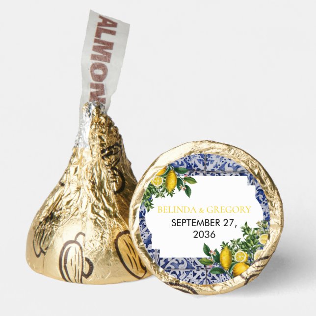 Mediterranean Lemons Portuguese Tiles Wedding   Hershey®'s Kisses® (Front)