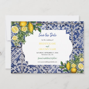 Mediterranean Lemons Portuguese Tiles Wedding Save The Date